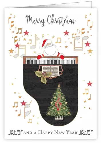 Santa Playing the Piano, Greeting Card