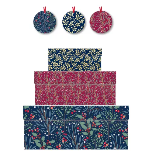 Ditsy foliage, Nest of 3 Boxes