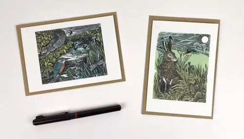 Kingfisher and Squirrel & Hidden Hares Notecard Wallet