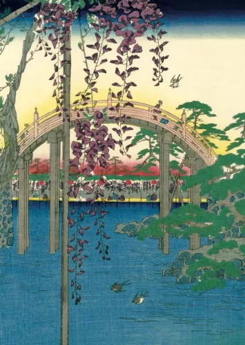 Inside Kameido Tenjin Shrine (Kameido Tenjin keidai) (detail), Greeting Card
