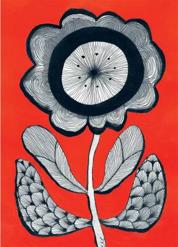 Flower on Red, Greeting Card