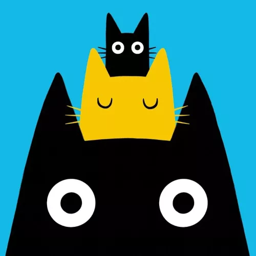 Three Cats Stacked, Greeting Card