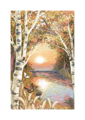 Silver Birch & River, Greeting Card