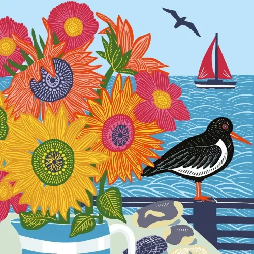Nature Trail Sail Boat & Diving Birds, Greeting Card