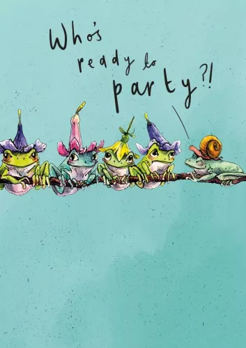 Frogs In Hats, Greeting Card