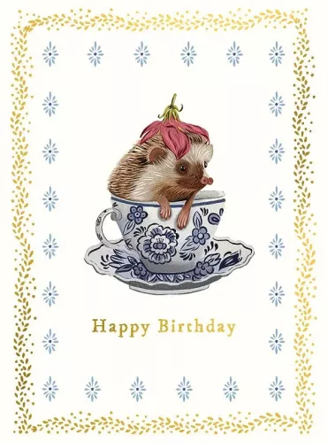Hedgehog Tea Pot, Greeting Card
