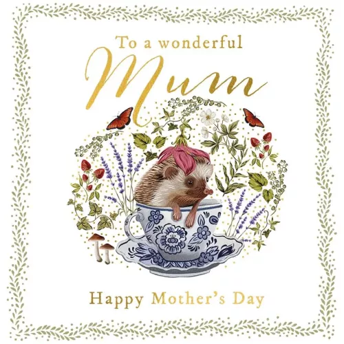 Hedgehog In Teacup Mother'S Day, Greeting Card