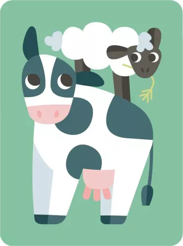 Cow & Sheep, Greeting Card