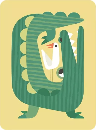 Crocodile & Bird, Greeting Card