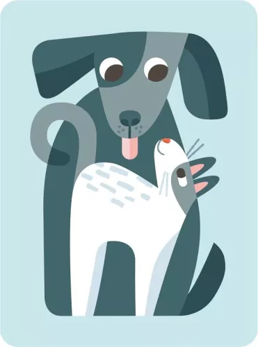 Dog & Cat, Greeting Card