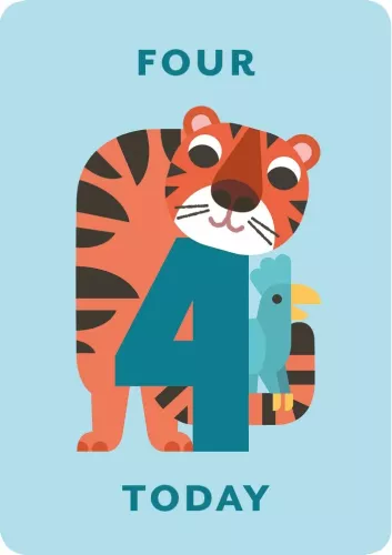 Zig Zag Zoo Age 4, Greeting Card