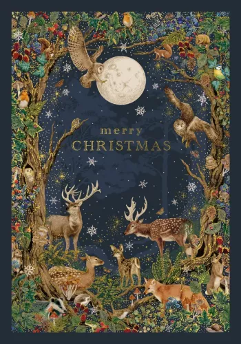 Merry Christmas Navy Woodland, Greeting Card