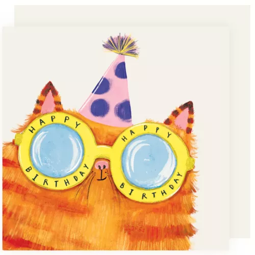 Birthday Glasses Yellow, Greeting Cards