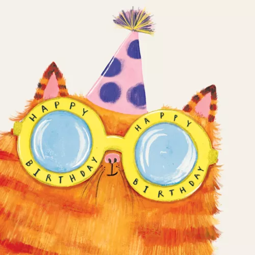 Birthday Glasses Yellow, Greeting Cards