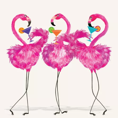 Fuzzled Flamingos, Greeting Cards