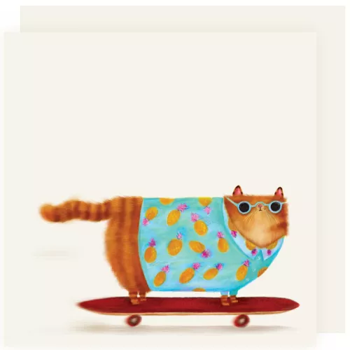 Skater Cat , Greeting Cards