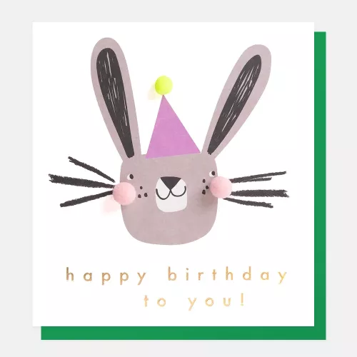 Rabbit In Purple Party Hat, Happy Birthday To You!, Greeting Card