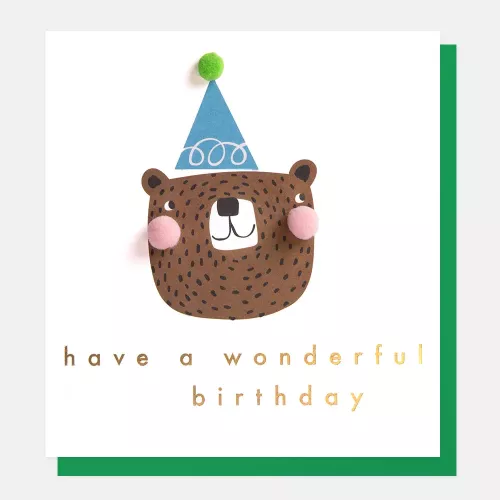 Bear In Blue Party Hat, Have A Wonderful Birthday, Greeting Card