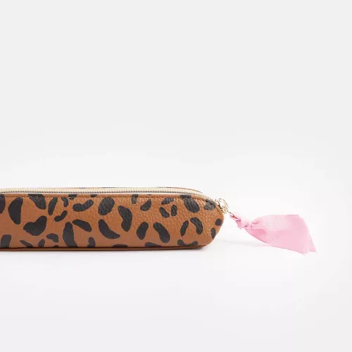 Tan Leopard Pencil Case