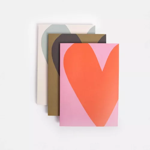 Colourblock Hearts Set Of 3 Notebooks