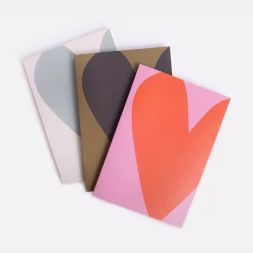 Colourblock Hearts Set Of 3 Notebooks