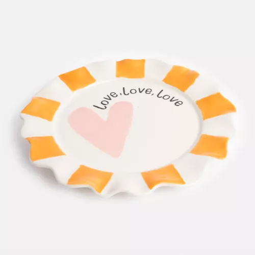 Love, Love, Love Heart Ceramic Plate