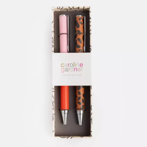 Set Of 2 Pens - Colourblock / Leopard