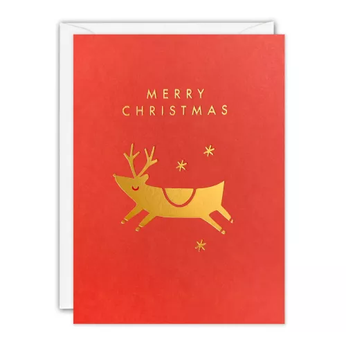 Gold Reindeer, Mini Christmas Card