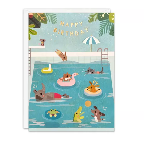 Swimming, Birthday Card by James Ellis