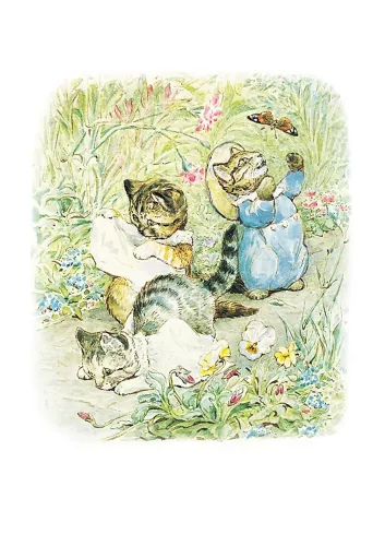 Cats with butterfly, Greeting Card