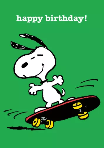 Snoopy skateboard birthday, Greeting Card