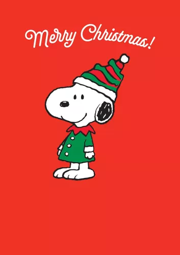 Snoopy "Merry Christmas!" elf, Greeting Card