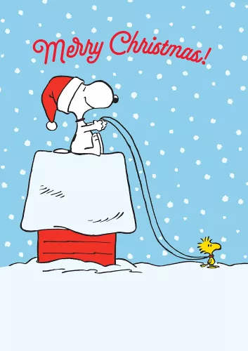 Snoopy "Merry Christmas!" kennel sleigh, Greeting Card