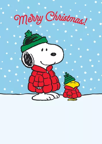Snoopy "Merry Christmas!" Woodstock anorak, Greeting Card
