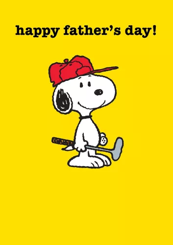 Snoopy Happy Father`s day golfing, Greeting Card
