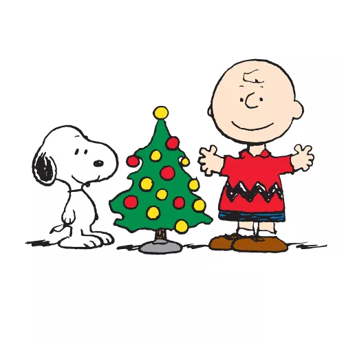 Snoopy Christmas square little tree, Greeting Card