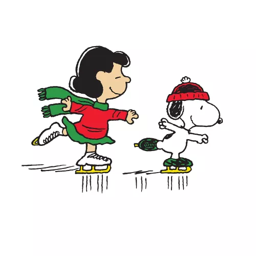 Snoopy Christmas square skating, Greeting Card