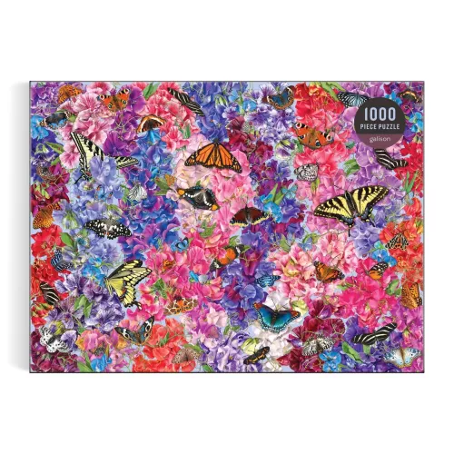 Butterflies In the Sweet Peas 1000 Piece Puzzle