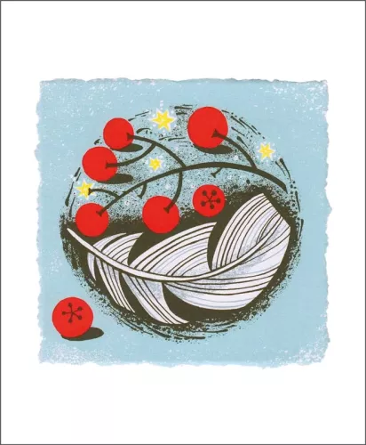 Berries And Feather , Greeting Card