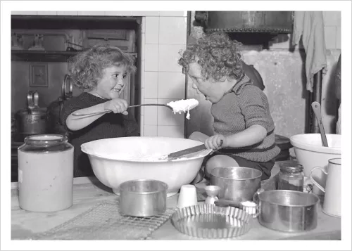 Helping with the Christmas pudding, Greeting Card