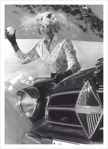 Lady hit by snowball, Greeting Card