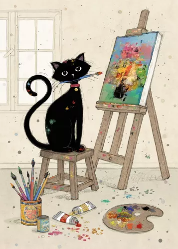 Artist Kitty, Greeting Card