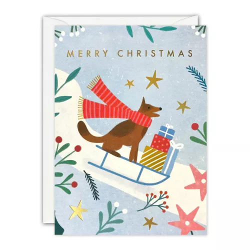 Sledging Dog, Mini Christmas Card