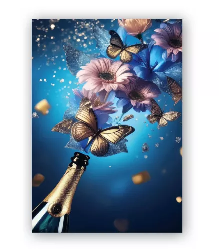 Popping Champagne Bottle, Greeting Card