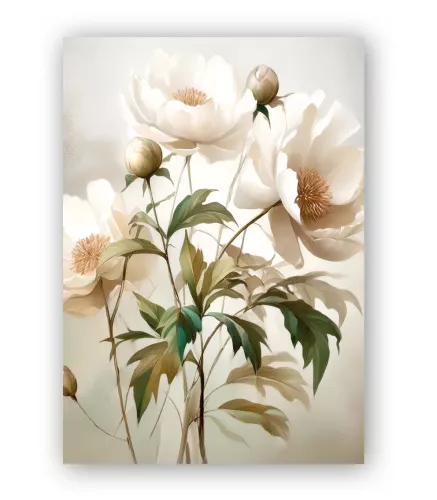 White Peonies, Greeting Card