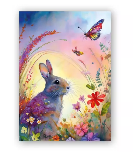 Rabbit in a late Summer Meadow, Greeting Card