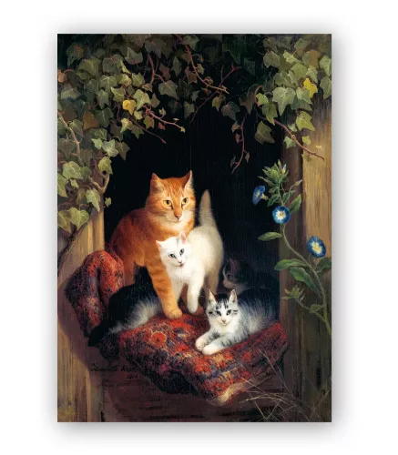 Cat with Kittens, Greeting Card