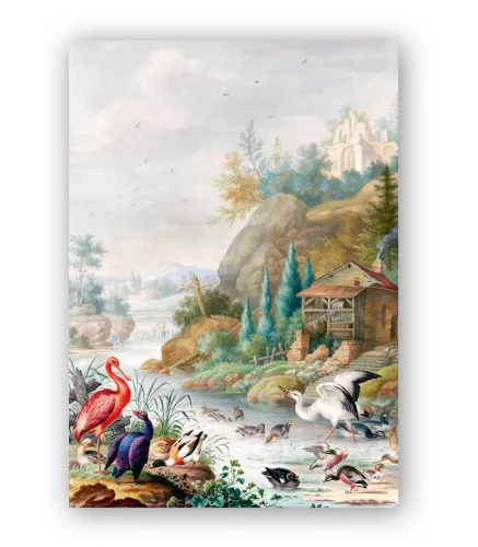 Birds Near A Mountain Stream, Greeting Card