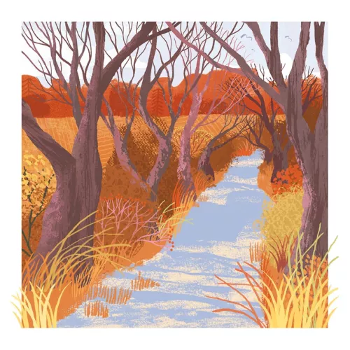 Autumn Trees & River Greeting Card