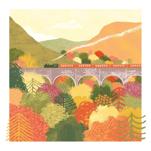 Train & Viaduct Greeting Card